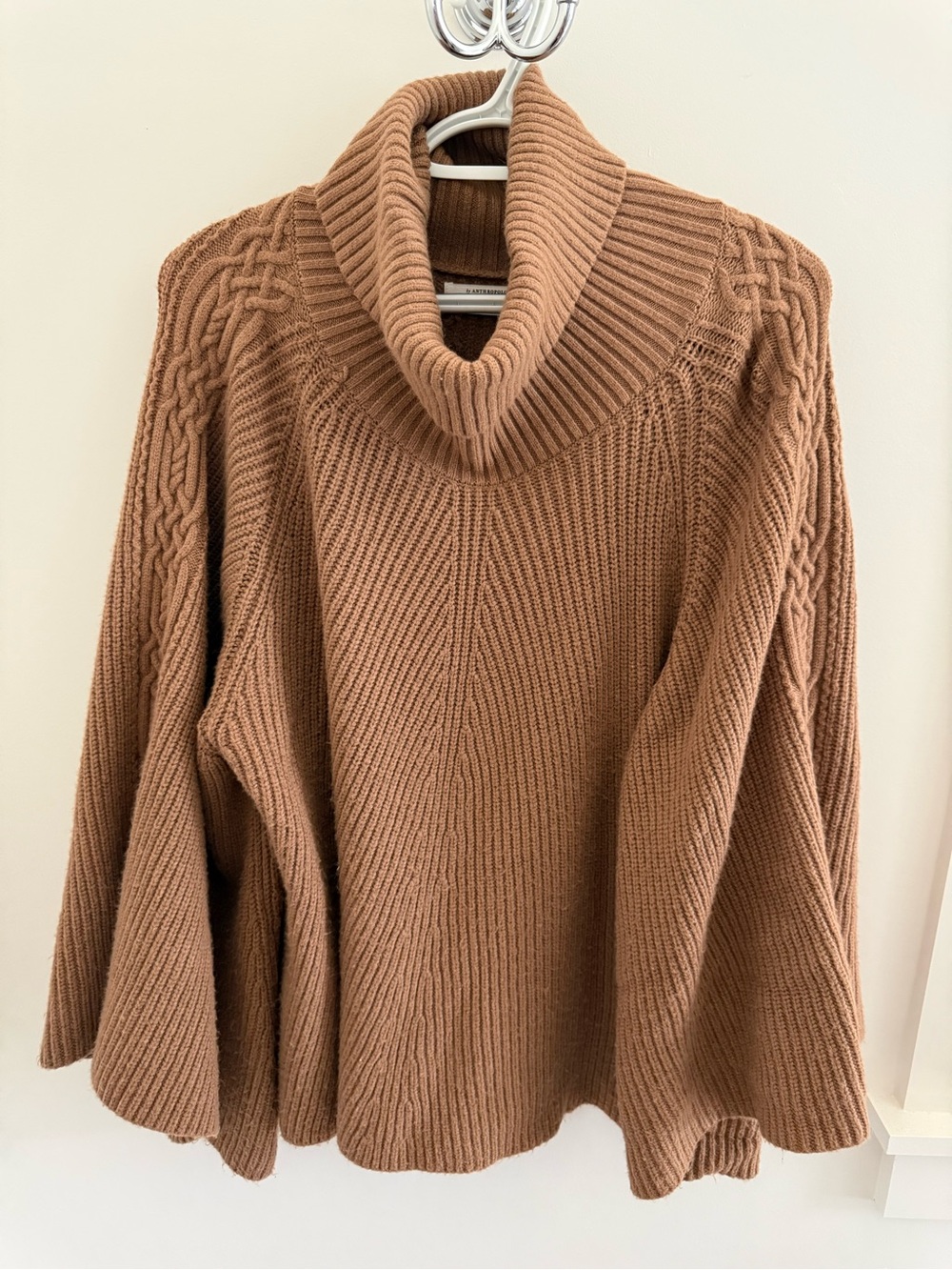 Anthropologie Women's Turtleneck Cable-Detail Sweater - Brown